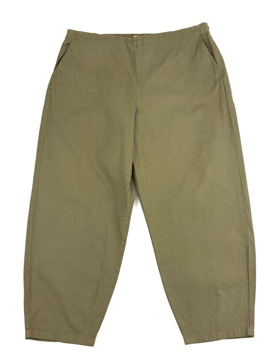 Eileen Fisher Olive Green Cotton Hemp Lantern Ankle Pant Easy Fit - Picture 2 of 12